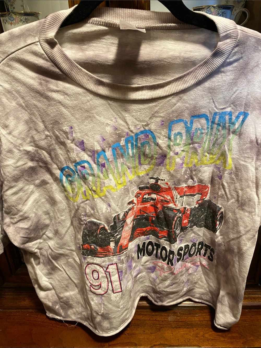 No Boundaries White Kids Sweatshirt with Red Race Car Graphic